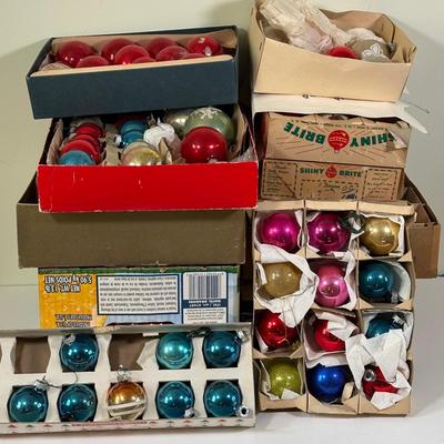 LOT 104Y: Vintage Glass Ball Christmas Ornaments - Shiny Brite & More