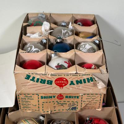 LOT 104Y: Vintage Glass Ball Christmas Ornaments - Shiny Brite & More