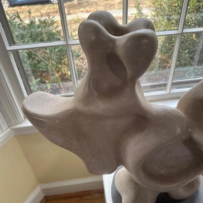 LOT 112L: Abstract Stone Sculpture Signed By Jeff Burtch (JB) w/ Pedestal