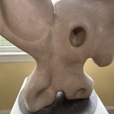 LOT 112L: Abstract Stone Sculpture Signed By Jeff Burtch (JB) w/ Pedestal