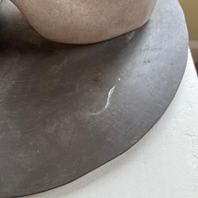 LOT 112L: Abstract Stone Sculpture Signed By Jeff Burtch (JB) w/ Pedestal