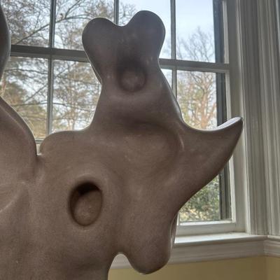 LOT 112L: Abstract Stone Sculpture Signed By Jeff Burtch (JB) w/ Pedestal