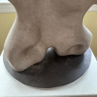 LOT 112L: Abstract Stone Sculpture Signed By Jeff Burtch (JB) w/ Pedestal