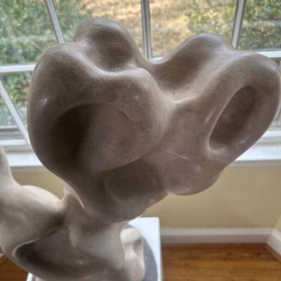 LOT 112L: Abstract Stone Sculpture Signed By Jeff Burtch (JB) w/ Pedestal