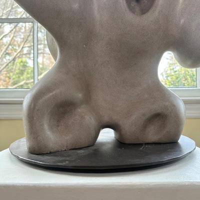 LOT 112L: Abstract Stone Sculpture Signed By Jeff Burtch (JB) w/ Pedestal