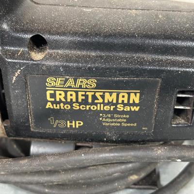 LOT 154G: Craftsman Power Tools & Battery Charger - Bench Grinder, Belt Sander & Auto Scroller Saw