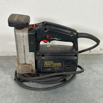 LOT 154G: Craftsman Power Tools & Battery Charger - Bench Grinder, Belt Sander & Auto Scroller Saw