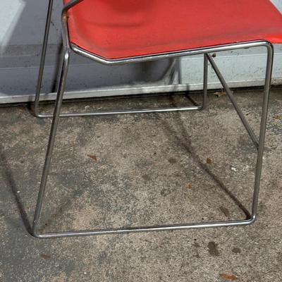 LOT 157G: Vintage Mid Century Modern Matrix Krueger Stackable Chairs Set Of 14