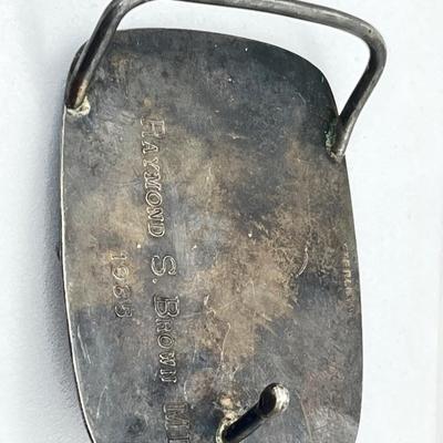 LOT 163J: Vintage Sterling Silver Medical Belt Buckle - 44.9 Grams