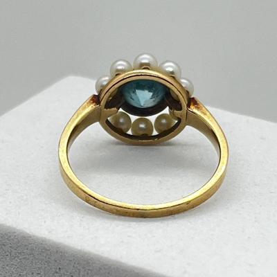 LOT 172J: 14K Yellow Gold, Topaz and Pearl Ring - Size 7 - 3.1 GTW