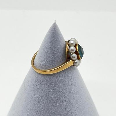 LOT 172J: 14K Yellow Gold, Topaz and Pearl Ring - Size 7 - 3.1 GTW