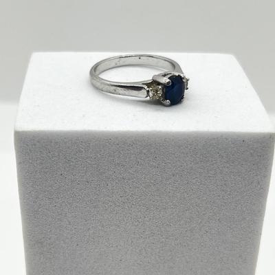 LOT 173J: 18K White Gold, Sapphire and Diamond Ring - Size 7 - 3.3 GTW