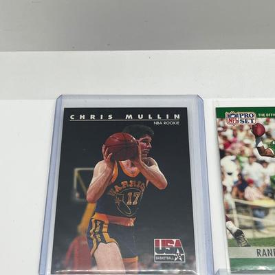 LOT 179J: Vintage NFL Football and NBA Basketball Cards - Shaquille O'Neal, David Robinson, Chris Mullen Rookie Cards, Michael...