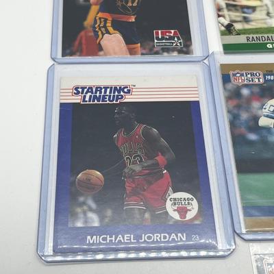 LOT 179J: Vintage NFL Football and NBA Basketball Cards - Shaquille O'Neal, David Robinson, Chris Mullen Rookie Cards, Michael...