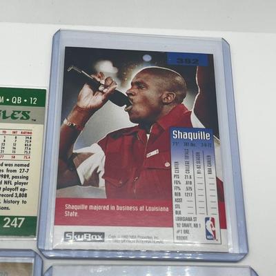 LOT 179J: Vintage NFL Football and NBA Basketball Cards - Shaquille O'Neal, David Robinson, Chris Mullen Rookie Cards, Michael...