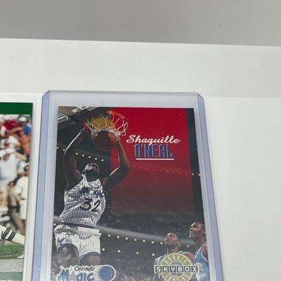 LOT 179J: Vintage NFL Football and NBA Basketball Cards - Shaquille O'Neal, David Robinson, Chris Mullen Rookie Cards, Michael...