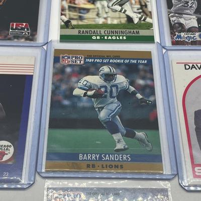 LOT 179J: Vintage NFL Football and NBA Basketball Cards - Shaquille O'Neal, David Robinson, Chris Mullen Rookie Cards, Michael...