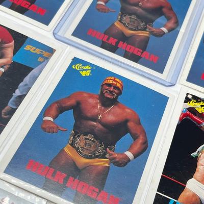 LOT 180J: Vintage Wrestling Cards: Jake the Snake, Bret the Hitman Hart, Macho Man Randy Savage, Hulk Hogan, Andre the Giant and More