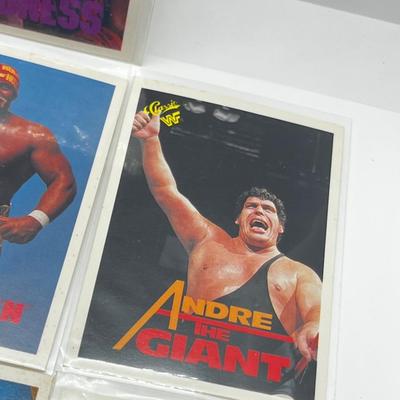 LOT 180J: Vintage Wrestling Cards: Jake the Snake, Bret the Hitman Hart, Macho Man Randy Savage, Hulk Hogan, Andre the Giant and More