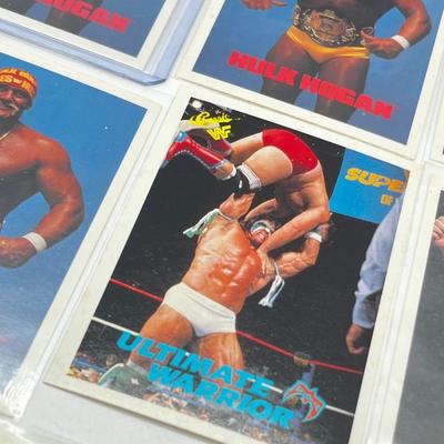 LOT 180J: Vintage Wrestling Cards: Jake the Snake, Bret the Hitman Hart, Macho Man Randy Savage, Hulk Hogan, Andre the Giant and More