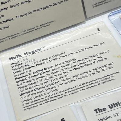 LOT 180J: Vintage Wrestling Cards: Jake the Snake, Bret the Hitman Hart, Macho Man Randy Savage, Hulk Hogan, Andre the Giant and More