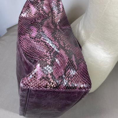 Badgley Mischka purple snake Leather Handbag