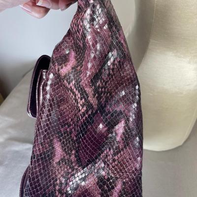 Badgley Mischka purple snake Leather Handbag