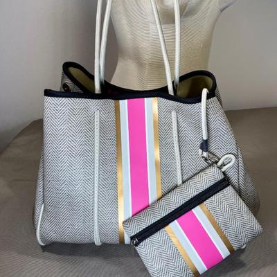 Large Neoprene Tote Handbag New!