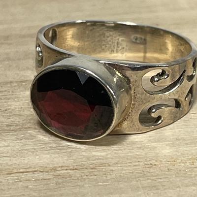 Garnet Sterling Silver Ring 9
