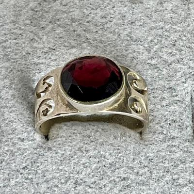 Garnet Sterling Silver Ring 9