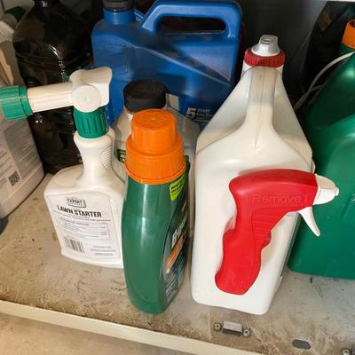 Lot 421 bottom shelf - outdoor / garden liquids and supplier, varnish, stain stripper