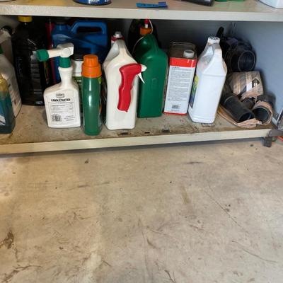 Lot 421 bottom shelf - outdoor / garden liquids and supplier, varnish, stain stripper