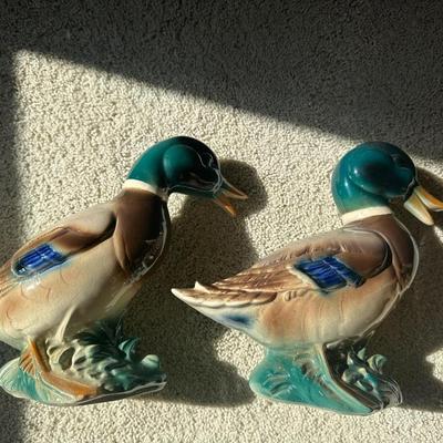 Lot of Duck Figurines and a Frames Duck Print