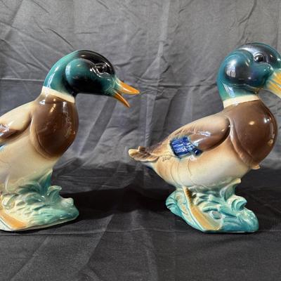 Lot of Duck Figurines and a Frames Duck Print