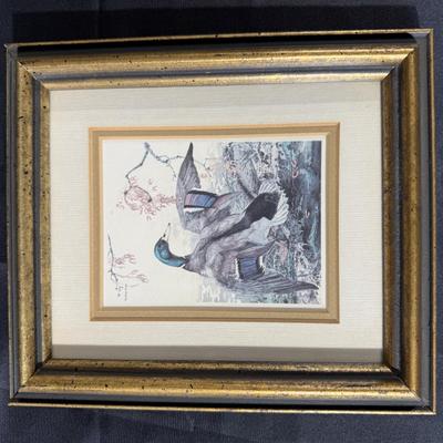 Lot of Duck Figurines and a Frames Duck Print