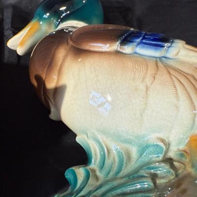 Lot of Duck Figurines and a Frames Duck Print