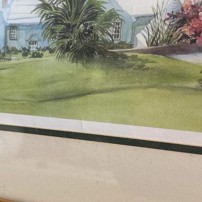 Hamilton from Paget, Bermuda Watercolor Framed Artwork by Carole Holding