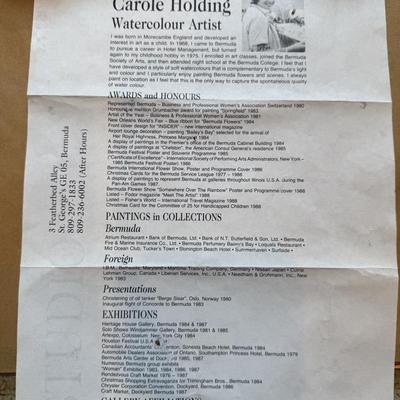 Hamilton from Paget, Bermuda Watercolor Framed Artwork by Carole Holding