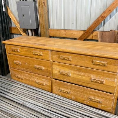 Lot 429 1950's ranch oak dresser - needs a little TLC