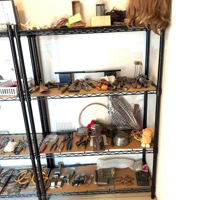 1211 Miscellaneous Found Mixed Media With Wire Shelf