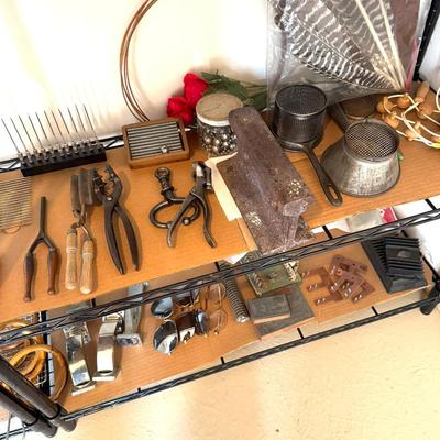 1211 Miscellaneous Found Mixed Media With Wire Shelf