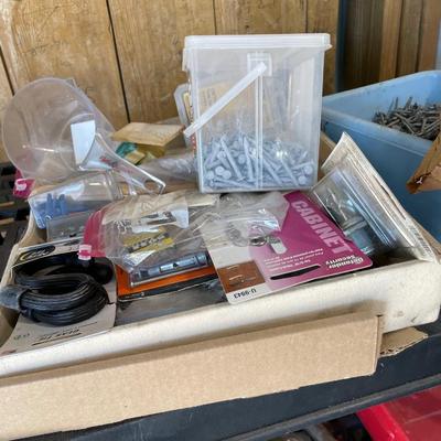 Lot 440 plastic shelf with misc yard items