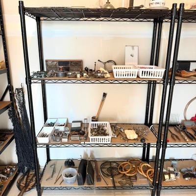 1212 Miscellaneous Found Mixed Media With Wire Shelf