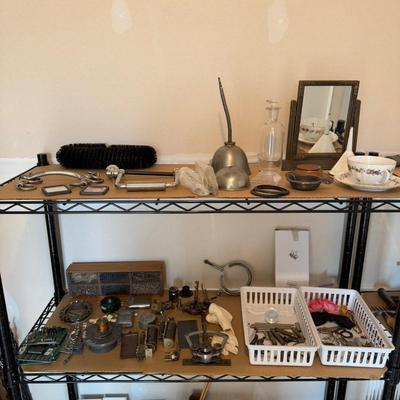 1212 Miscellaneous Found Mixed Media With Wire Shelf