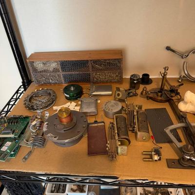 1212 Miscellaneous Found Mixed Media With Wire Shelf
