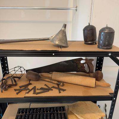 1213 Miscellaneous Found Mixed Media With Metal Shelf