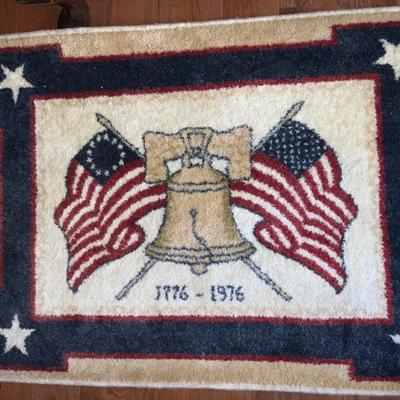 Vintage Rug commemorating the United States Bicentennialin 1976. Measures 35” x 47”