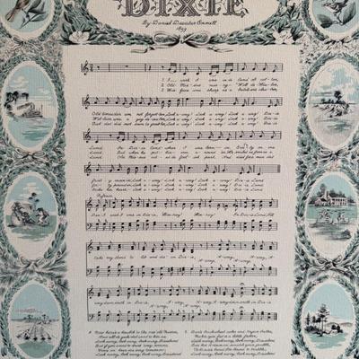 Framed Artwork of a song “Dixie”