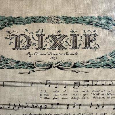 Framed Artwork of a song “Dixie”