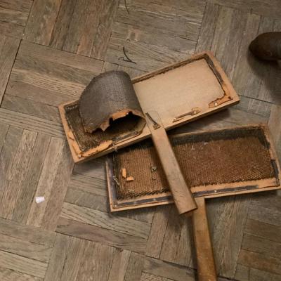 Antique Spinning Wheel. With Jouliere written on the spinning wheel